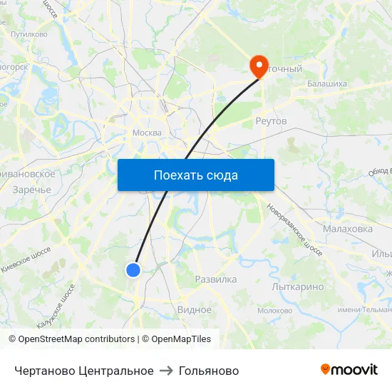 Чертаново Центральное to Гольяново map