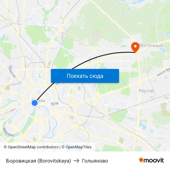 Боровицкая (Borovitskaya) to Гольяново map