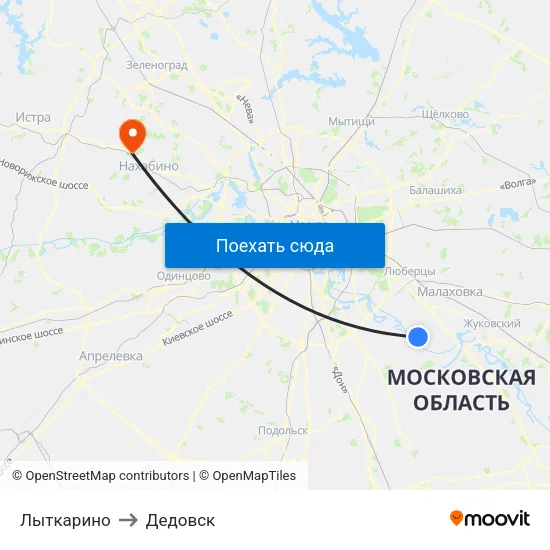 Лыткарино to Дедовск map