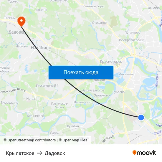 Крылатское to Дедовск map