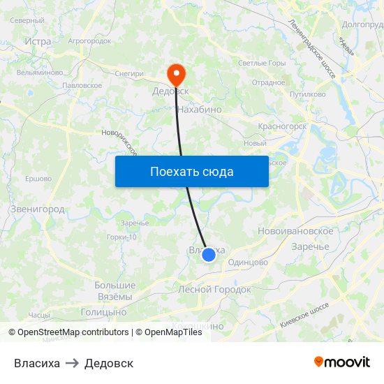 Власиха to Дедовск map