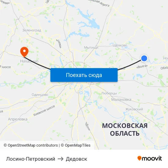 Лосино-Петровский to Дедовск map
