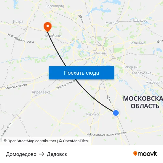Домодедово to Дедовск map