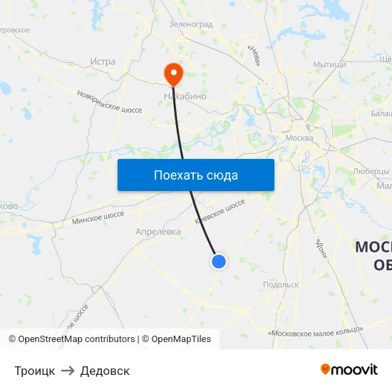 Троицк to Дедовск map