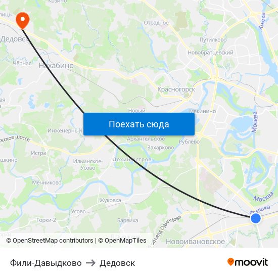 Фили-Давыдково to Дедовск map