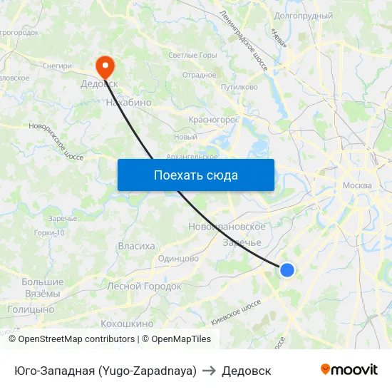Юго-Западная (Yugo-Zapadnaya) to Дедовск map
