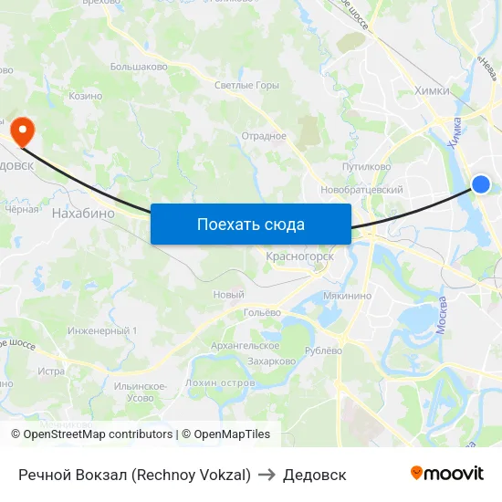 Речной Вокзал (Rechnoy Vokzal) to Дедовск map
