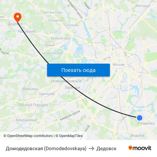 Домодедовская (Domodedovskaya) to Дедовск map