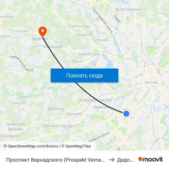 Проспект Вернадского (Prospekt Vernadskogo) to Дедовск map