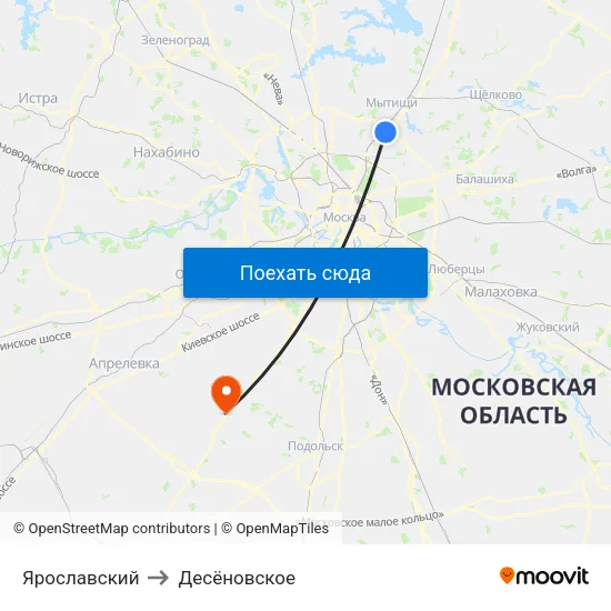 Ярославский to Десёновское map