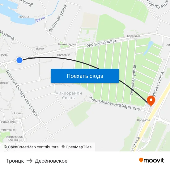 Троицк to Десёновское map