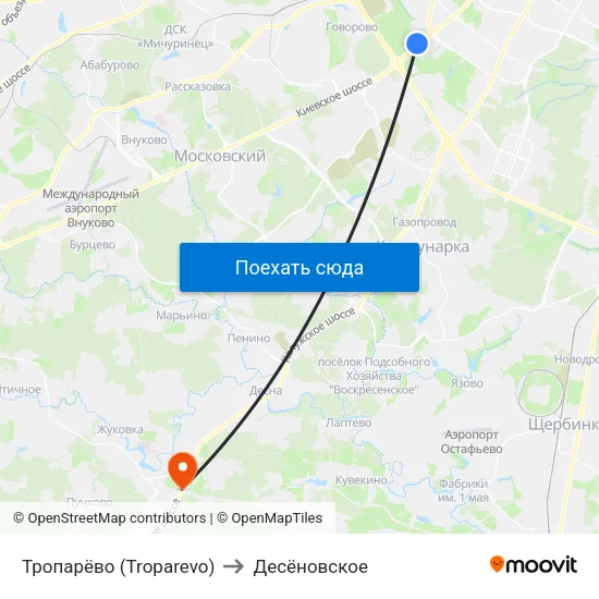 Тропарёво (Troparevo) to Десёновское map