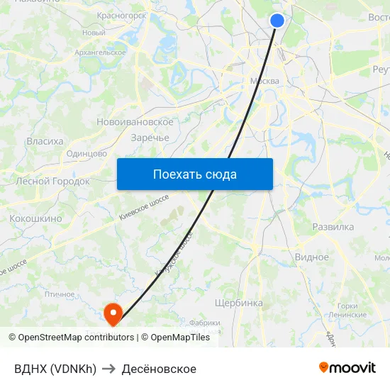 ВДНХ (VDNKh) to Десёновское map