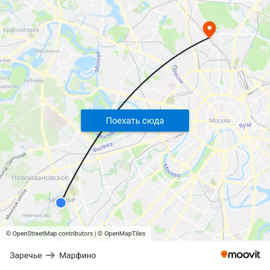 Заречье to Марфино map