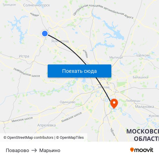 Поварово to Марьино map