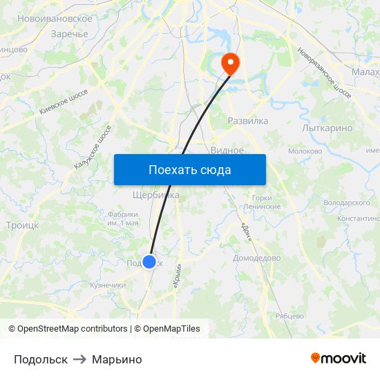 Подольск to Марьино map