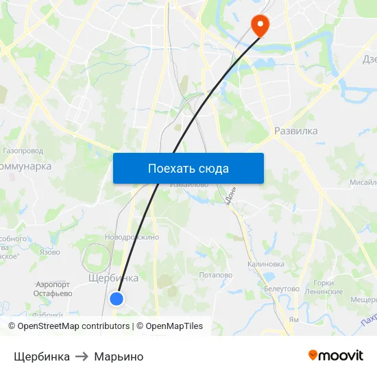 Щербинка to Марьино map