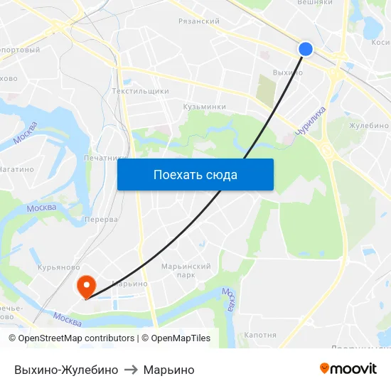 Выхино-Жулебино to Марьино map