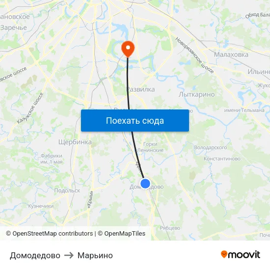 Домодедово to Марьино map