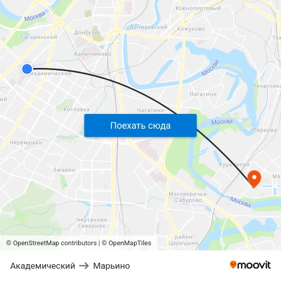 Академический to Марьино map