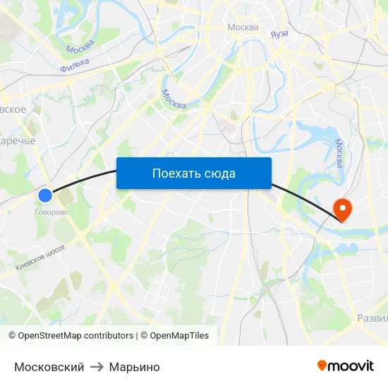 Московский to Марьино map