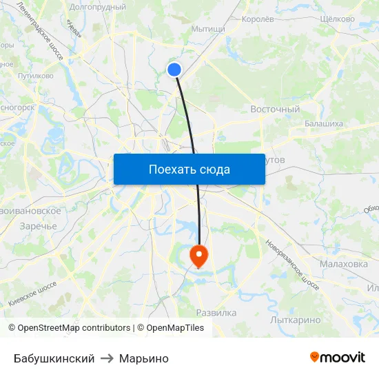 Бабушкинский to Марьино map