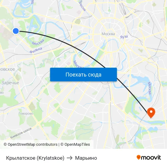 Крылатское (Krylatskoe) to Марьино map