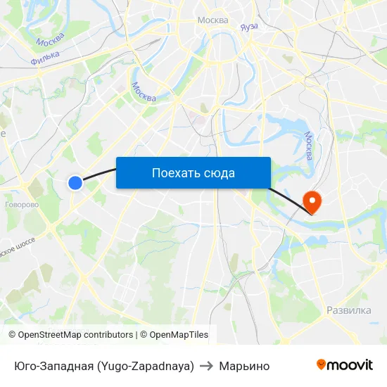 Юго-Западная (Yugo-Zapadnaya) to Марьино map