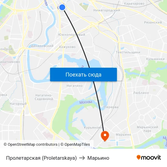 Пролетарская (Proletarskaya) to Марьино map