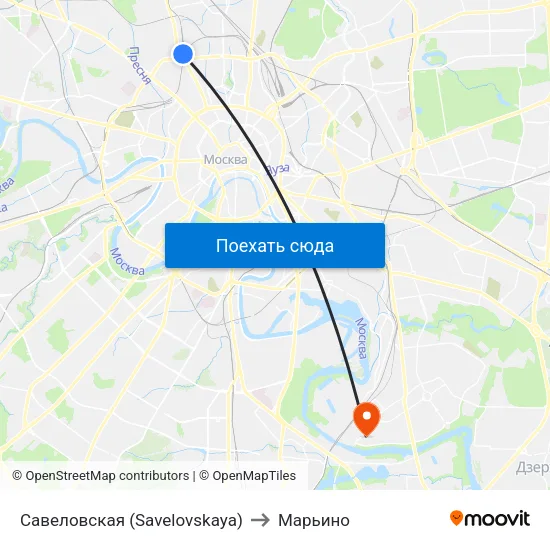 Савеловская (Savelovskaya) to Марьино map