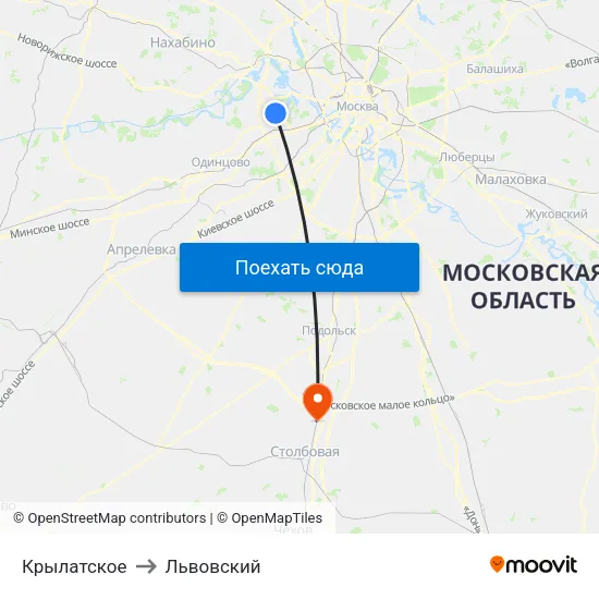 Крылатское to Львовский map