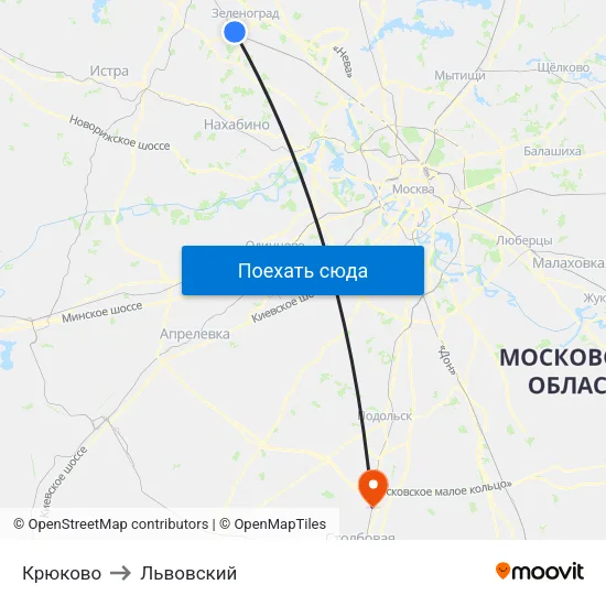 Крюково to Львовский map