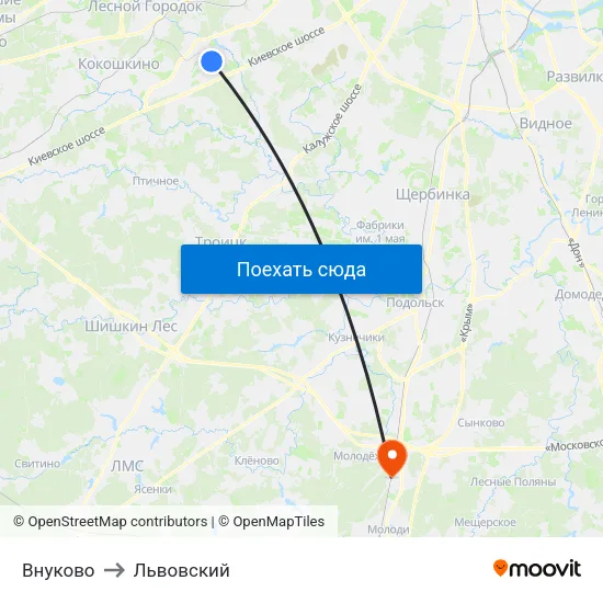 Внуково to Львовский map