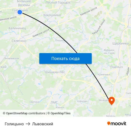 Голицыно to Львовский map