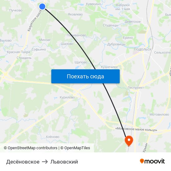 Десёновское to Львовский map