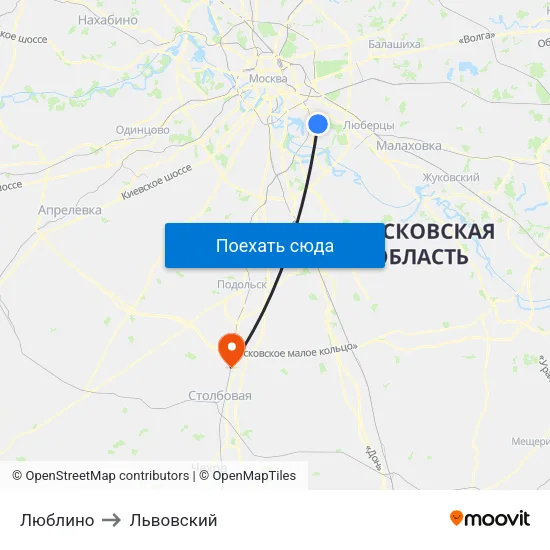 Люблино to Львовский map