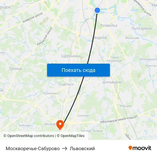 Москворечье-Сабурово to Львовский map