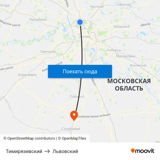 Тимирязевский to Львовский map