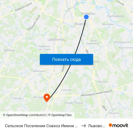 Сельское Поселение Совхоз Имени Ленина to Львовский map