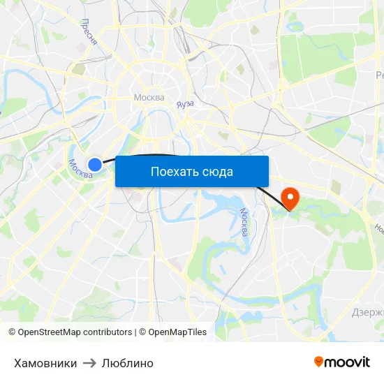 Хамовники to Люблино map