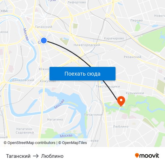 Таганский to Люблино map