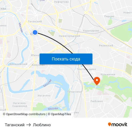 Таганский to Люблино map