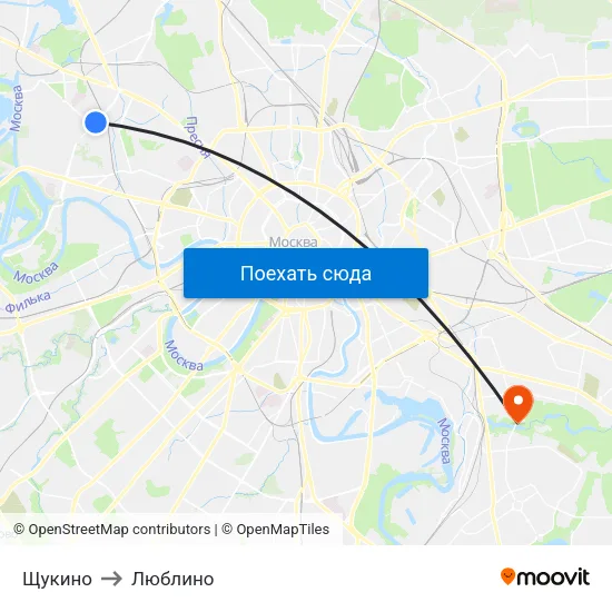 Щукино to Люблино map