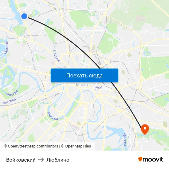 Войковский to Люблино map