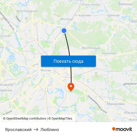 Ярославский to Люблино map