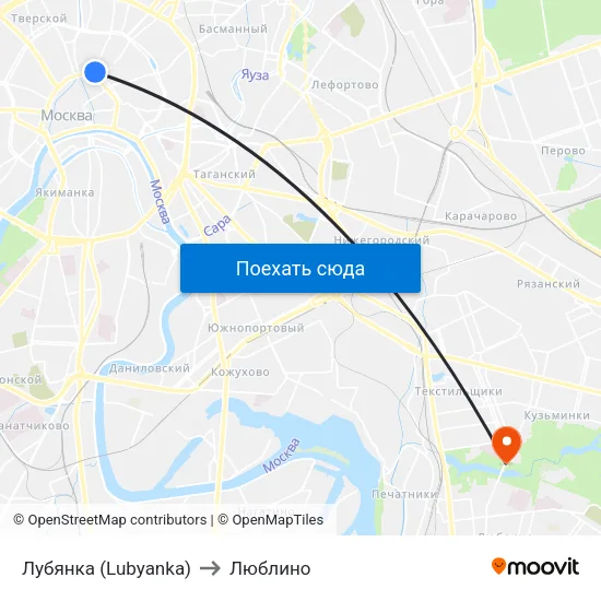 Лубянка (Lubyanka) to Люблино map