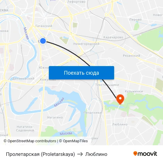 Пролетарская (Proletarskaya) to Люблино map