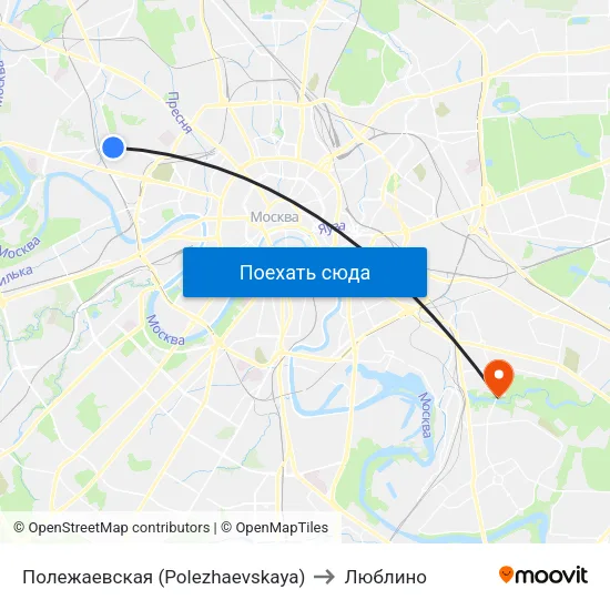 Полежаевская (Polezhaevskaya) to Люблино map