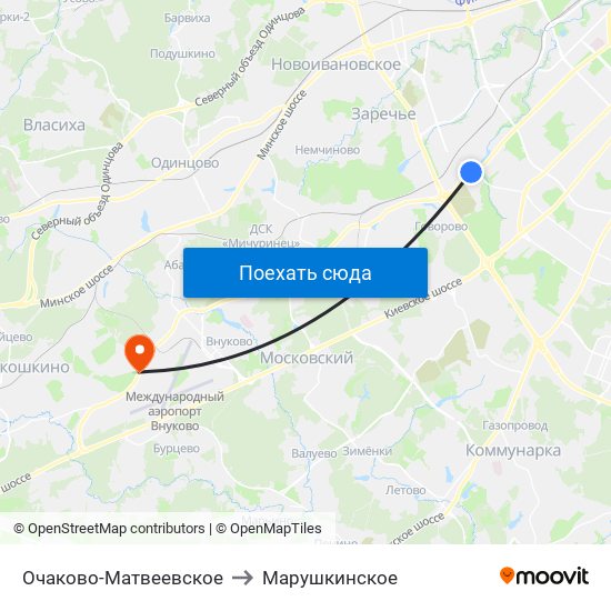 Очаково-Матвеевское to Марушкинское map