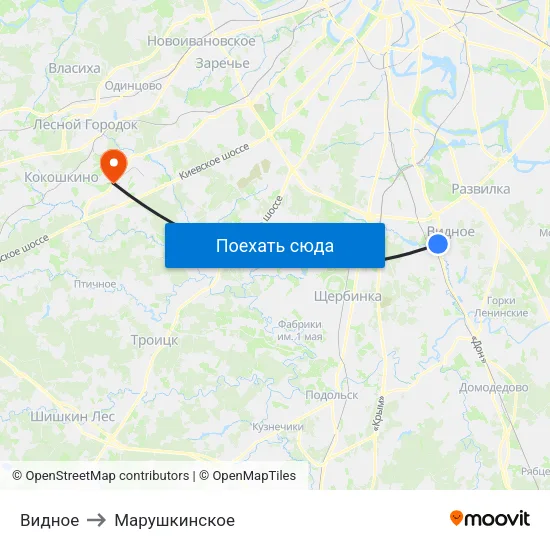 Видное to Марушкинское map